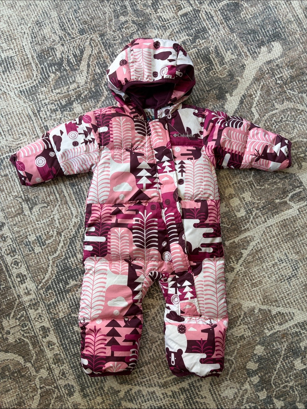 Columbia Patterned Down Insulated Baby One-Piece Snowsuit Bunting